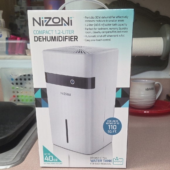 nizoni Other - Compact 1.2-Liter White Dehumidifier